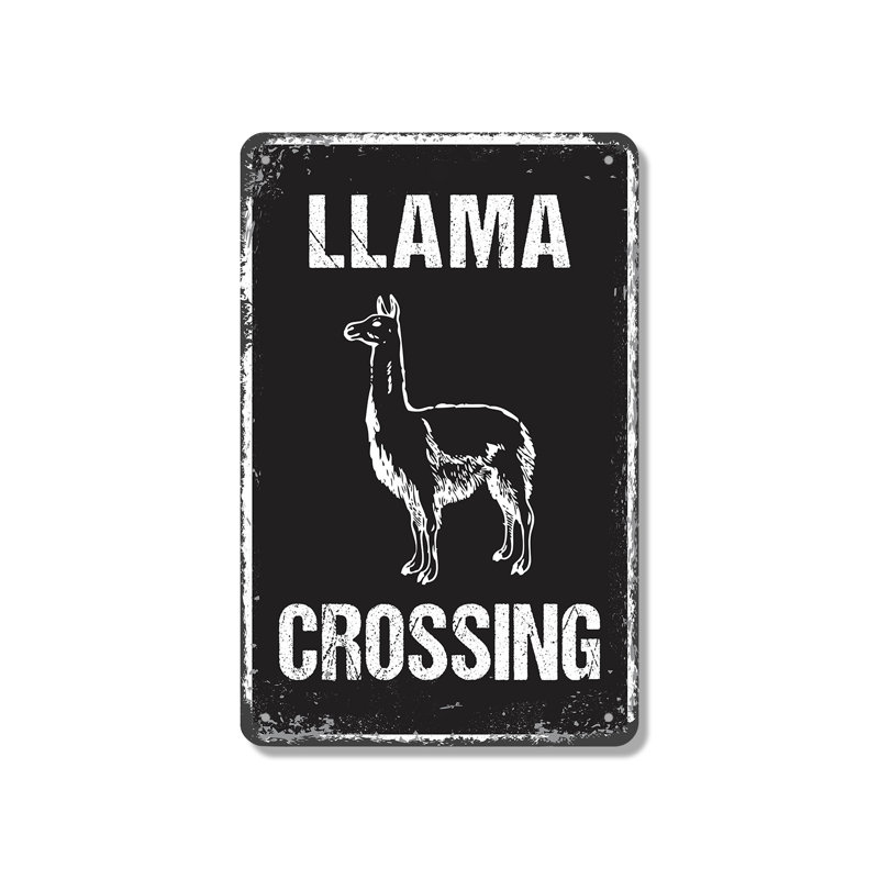 Plaque de fantaisie en aluminium 7 po x 10 po Llama Crossing (paquet de 2)
