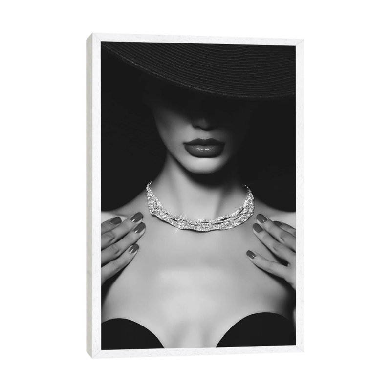 Girl’s Best Friend - Print on Canvas, 101.6cm H x 66.04cm W x 3.81cm D, White Framed