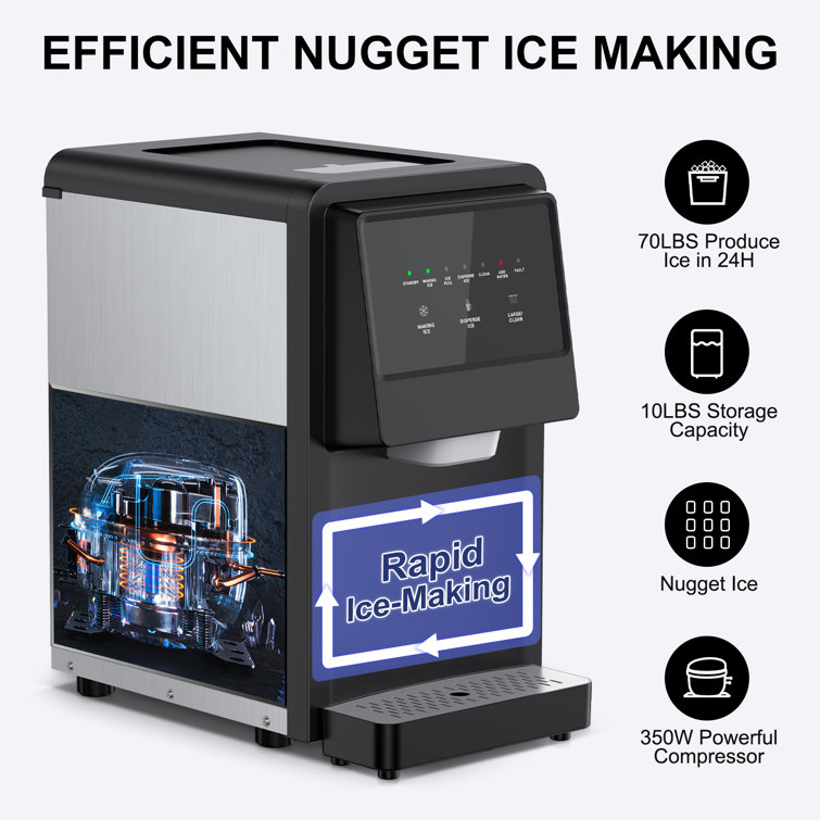 Velivi 70 Lb. Daily Production Nugget Ice Cubes Countertop Ice