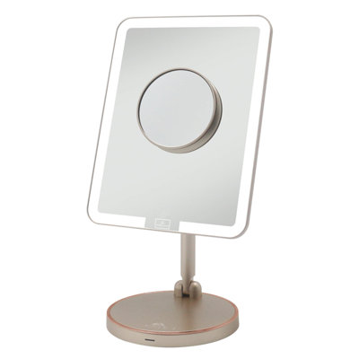Royale Petit Makeup Mirror with Qi Wireless Charging Pad and Micro USB Cable LED light Strip