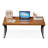 Brown + Black Rectangular Solid Wood + Iron desk-1323219676