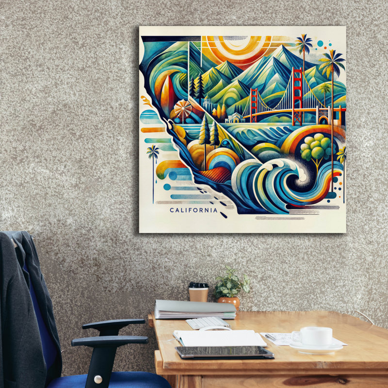 «California Abstract» par Rey Klimt, art mural sur toile, H 37 po x l 37 po x P 1,5 po
