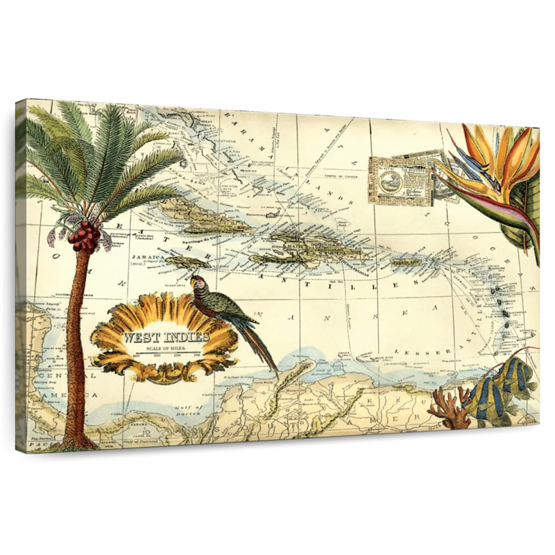 Carte tropicale des Antilles, Aliaz, H 8 po x l 12 po