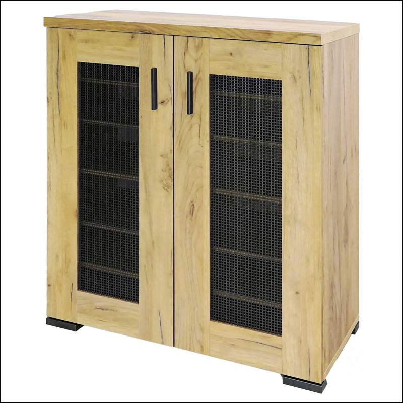 Armoire d'appoint en chêne doré et filet noir