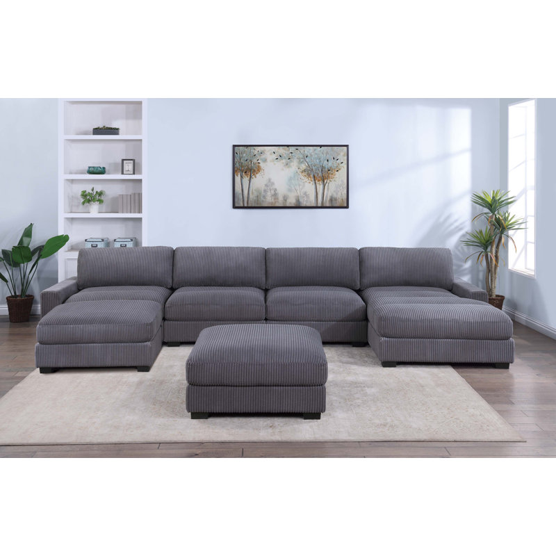 Ensemble modulaire de 6 pièces, Velours côtelé gris