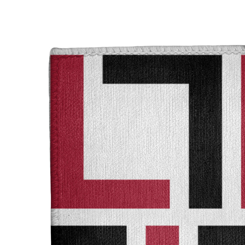 Tapis géométrique rouge / noir / blanc, Rectangle 9 pi x 12 pi