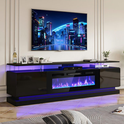 70" TV Stand for TVs up to 80" with Fireplace Included