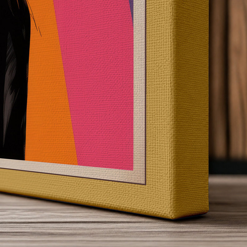 West Palace Giraffe Mid-Century 1 Piece Wrapped Canvas Wall Art, 18x12 - 45.7 x 30.5 cm, Ochre Border