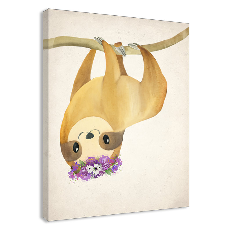 Sloth floral 2, H 14 po x l 11 po x P 1,5 po, Toile