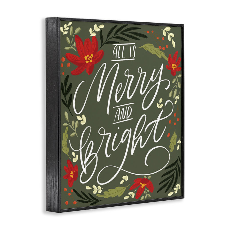 Art floral giclée encadrée «Merry and Bright» par Isabela Schielke, Giclée encadrée noir minuit, H 14 po x l 11 po