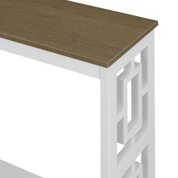  Console 39,5 po en bois de grève et en bois rectangulaire blanc avec tablettes