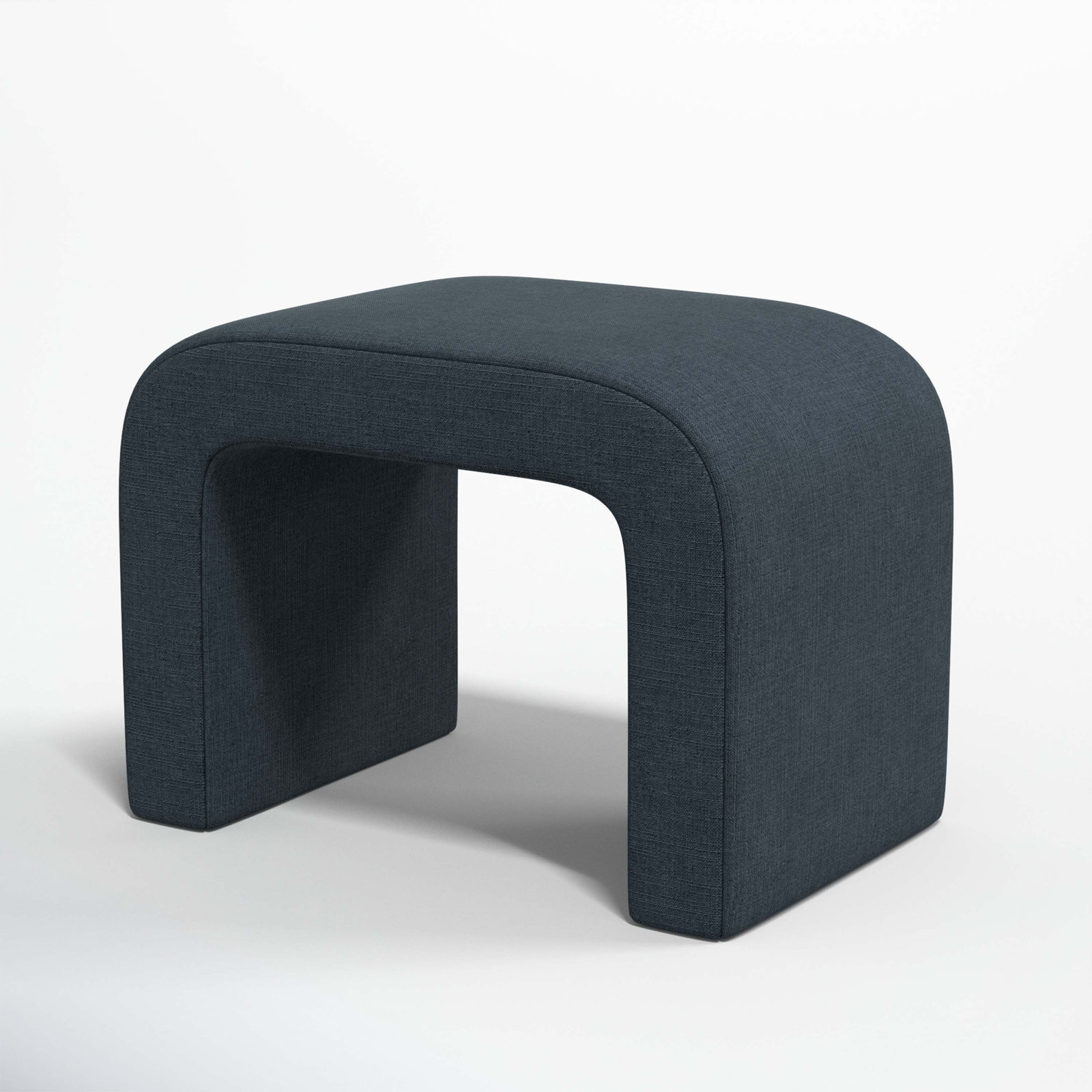 Barley 28" Wide Standard Ottoman, Classic Navy Linen