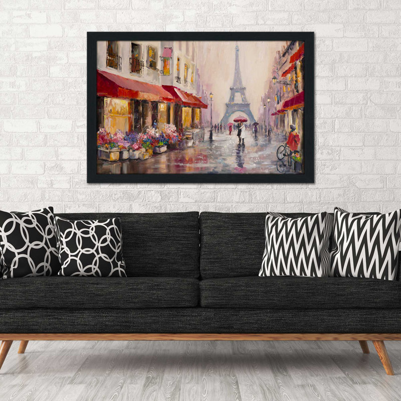 «Paris France», reproduction encadrée, H 27,5 po x l 39,5 po x P 0,75 po, Cadre espresso