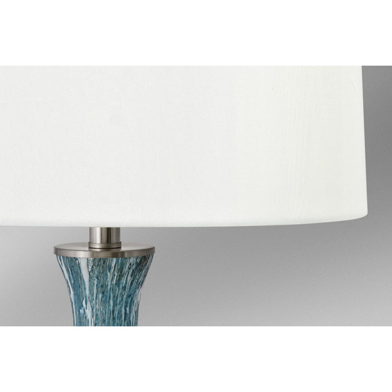 Scafati 30" Blue and White Fused Glass Table Lamp with USB Port