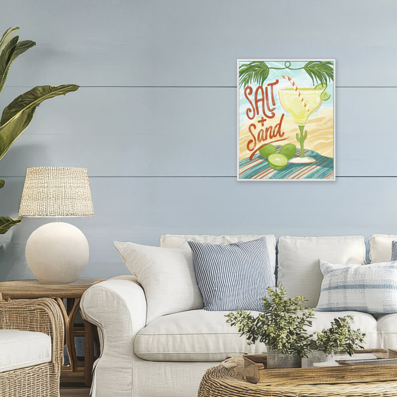 Giclée encadrée sel et sable, design par Connie Summers, 20 x 16, Encadrement giclée blanc côtier
