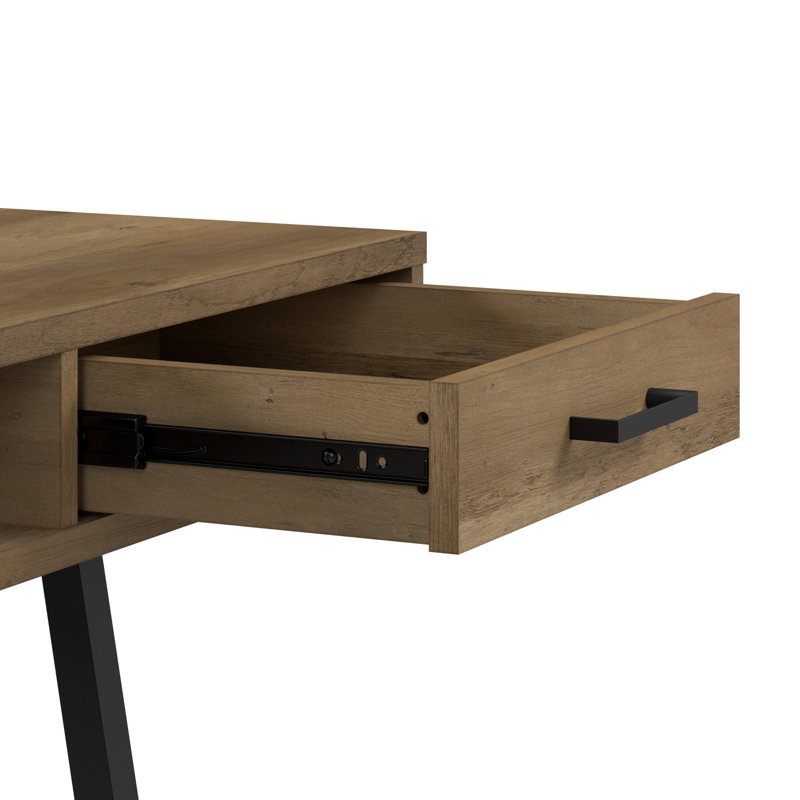 Marchagee Metal Base 40W Writing Desk, Reclainned Pine/Black
