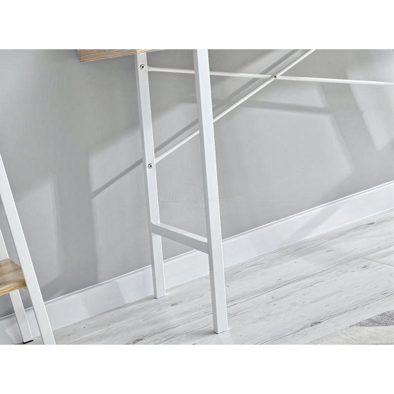 Reding Metal Base Writing Desk, White, Oak