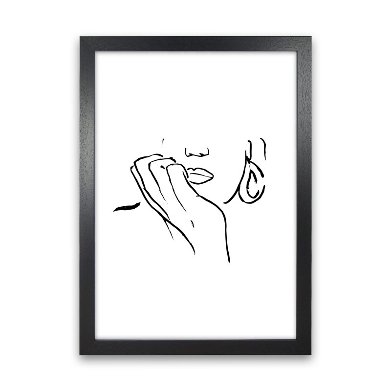 Face Hands Sketch 1 by Planeta444 - Print, 88cm H x 64cm W x 3cm D, Black Framed