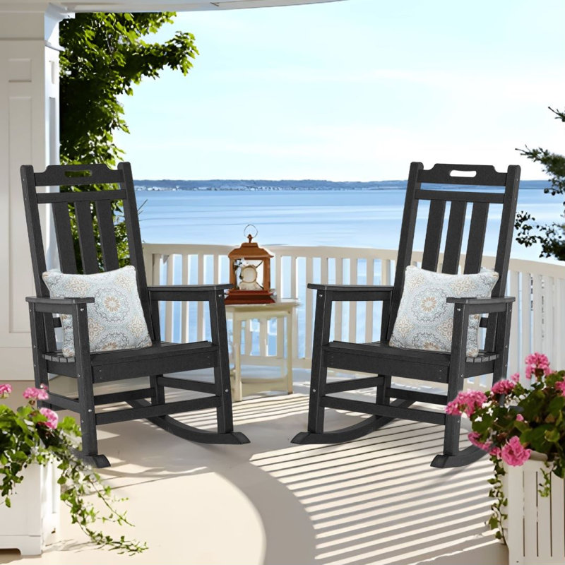 Briette Plastic / Acrylic Rocking Chair, Black