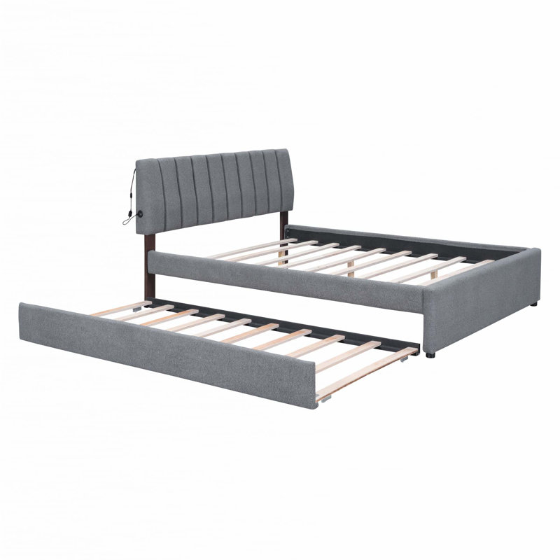 Lit plateforme Teddy, gris, Grand