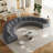 Lennon Semi-Circular Boneless Corduroy Sectional Sofa with 12 Pillows-1245890254-1271675406
