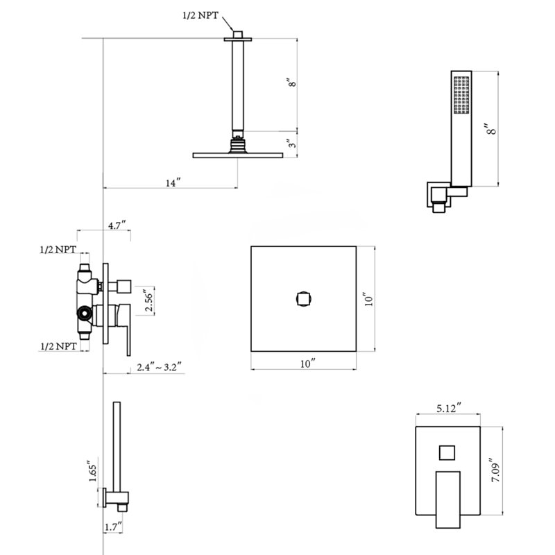 Complete Shower System with Rough in-Valve, Brushed Nickel
