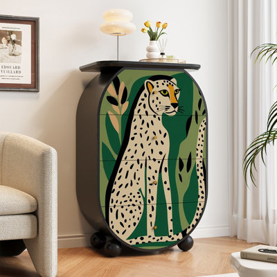 Vitrine en bois massif à motif animalier