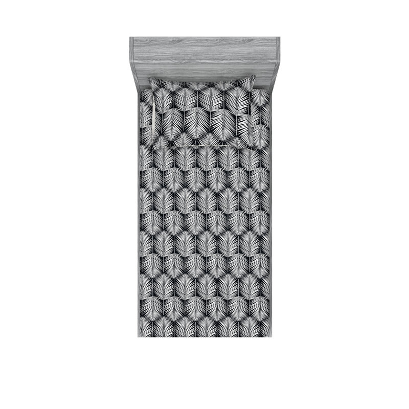  Ensemble de draps en microfibre Floral, Noir, Ensemble de draps pour lit simple TG et une taie d