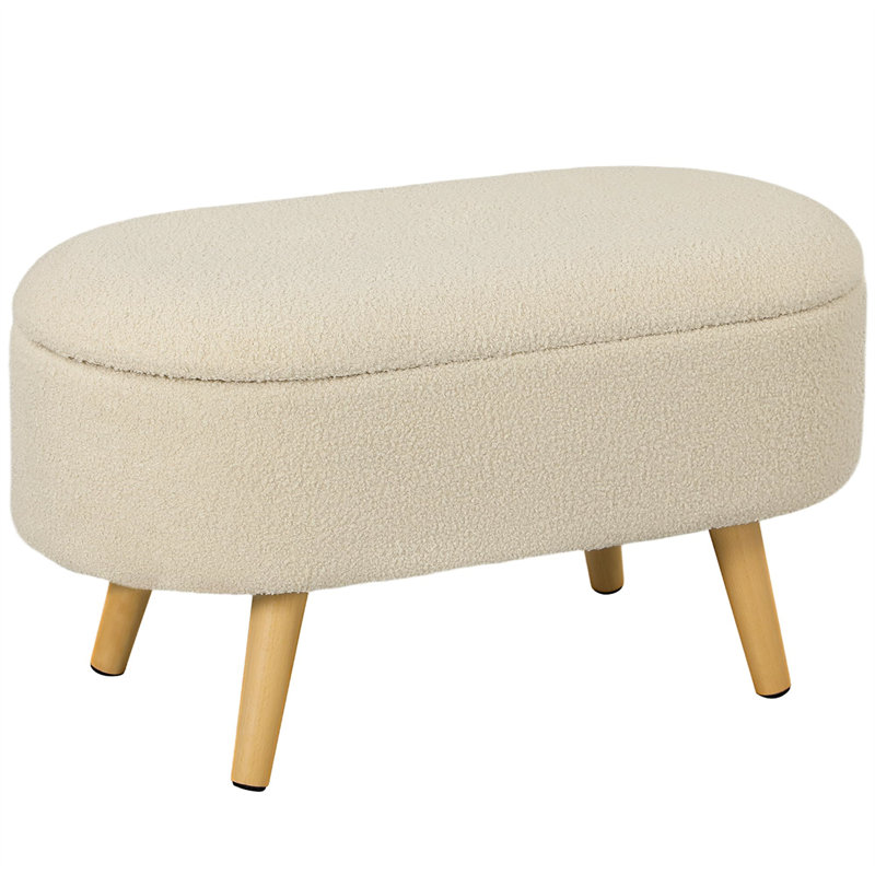 82cm Wide Footstool Ottoman, Beige