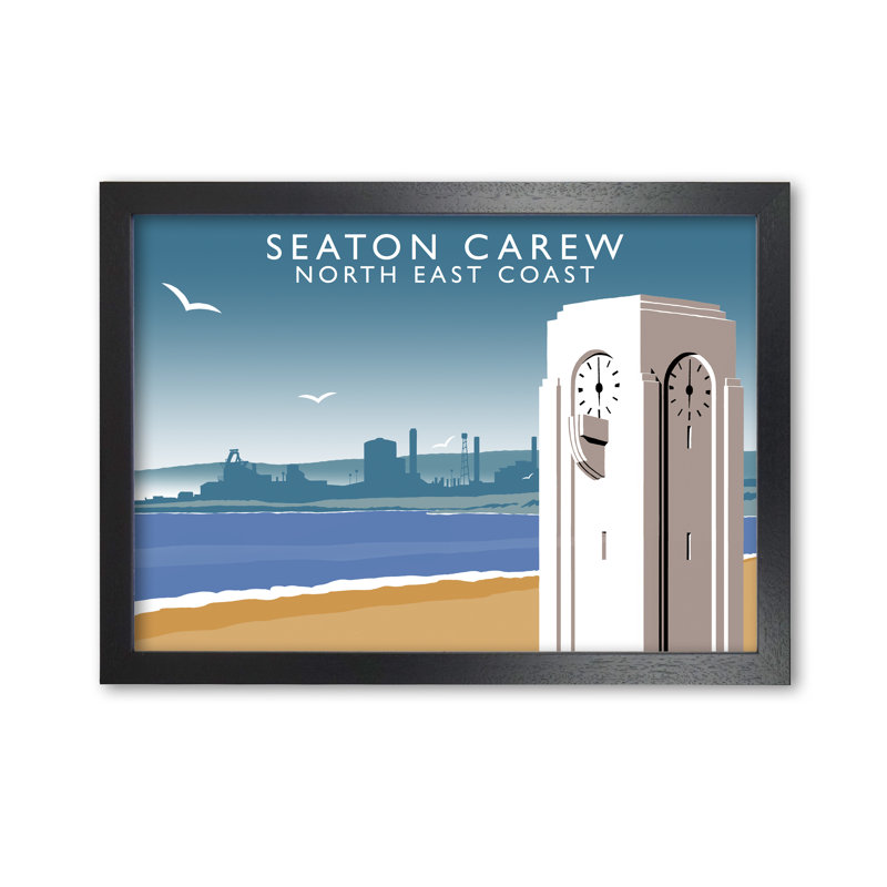 Seaton Carew North East Coast by Richard O'Neill - Single Picture Frame Print, 21 cm H x 297 cm W, Black
