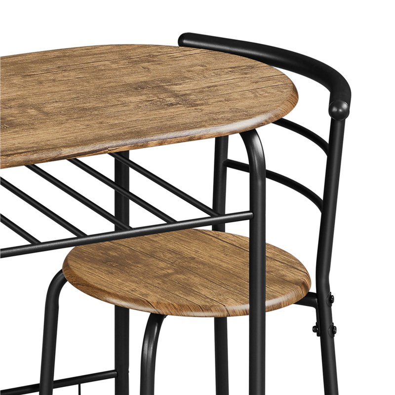 2 - Person Dining Set, Brown/Black, 80 cm L x 53 cm W x 75.5 cm H