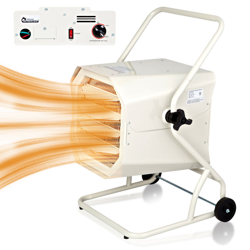 10,000 Watt Electric Forced Air Utility Heater with Cart and Adjustable Thermostat