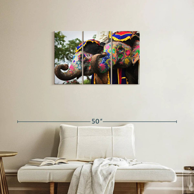 Éléphants Brampt Jaipur, H 20 po x l 33 po