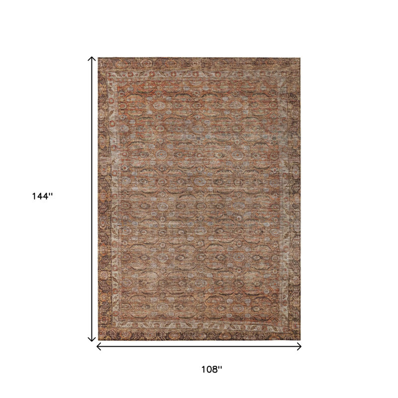 Tapis intérieur/extérieur lavable, 2,74 m x 3,66 m, motif floral cuivre et pêche
