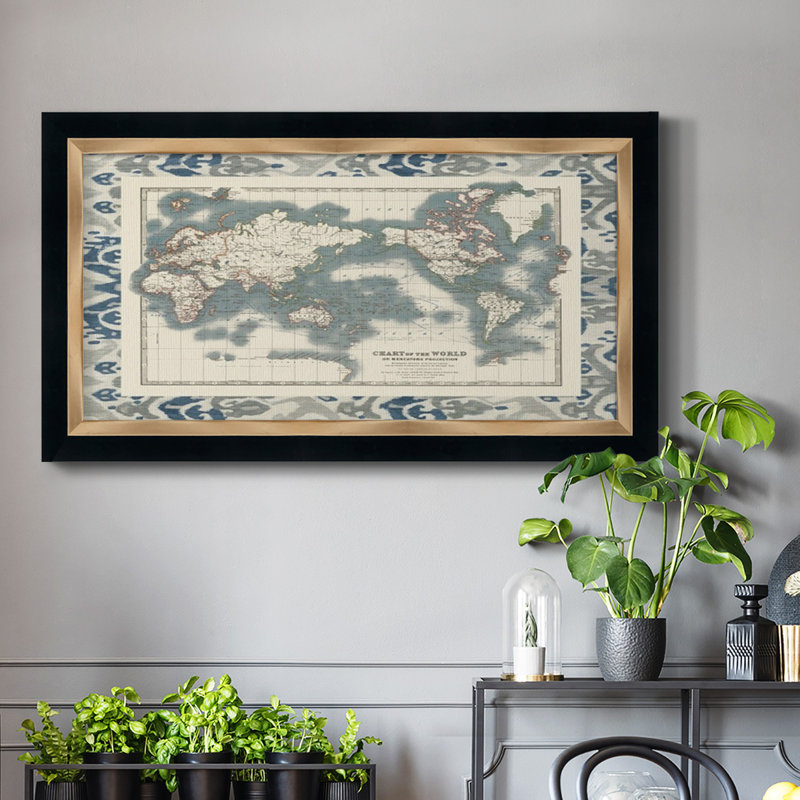 Tableau du monde sur cadre - Peinture sur toile, H 25 po x l 45 po x P 1 po