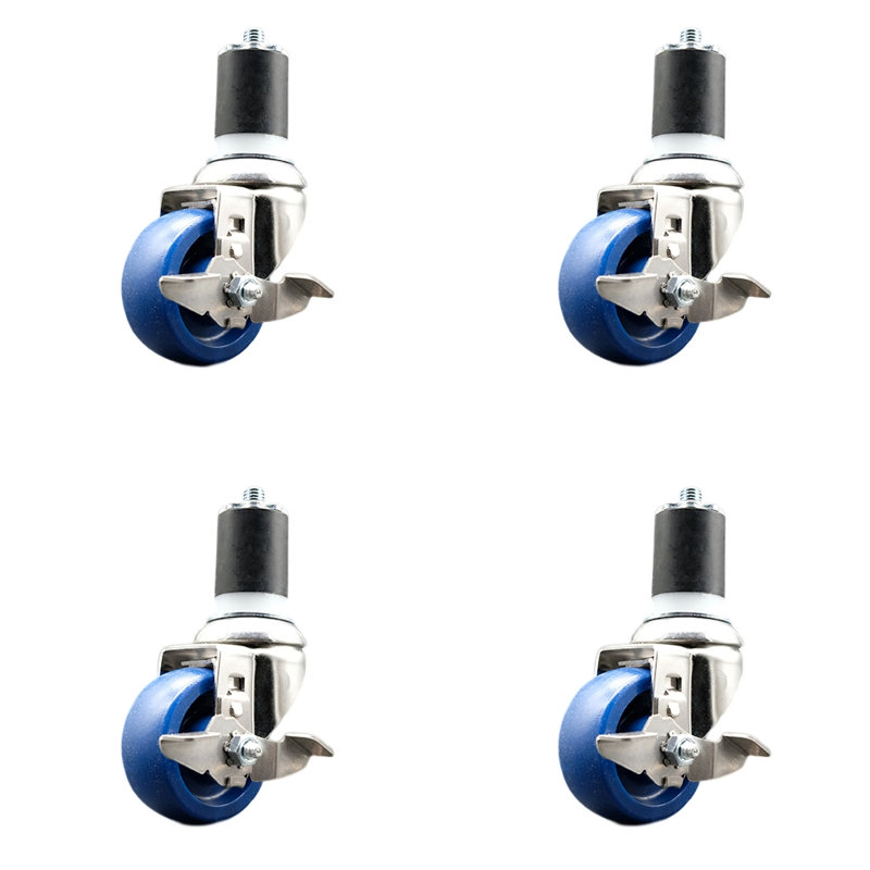 Ensemble de roulettes extensibles en poly, 3 po de diamètre