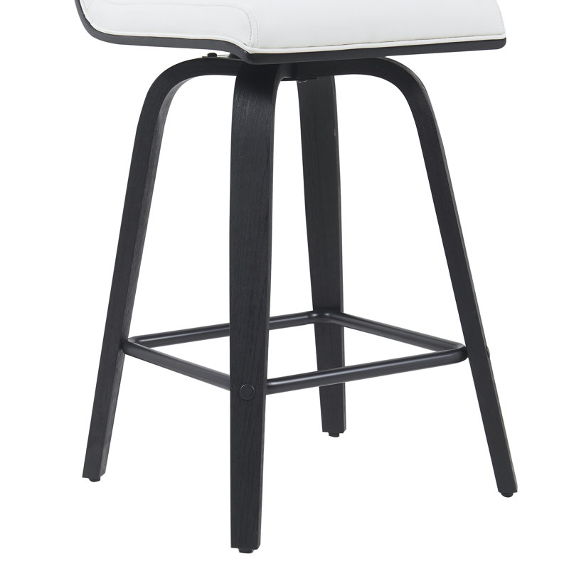 Tabouret de bar et de comptoir Biance, Noir, Simili cuir blanc, Tabouret de comptoir (siège d'une hauteur de 26 p