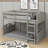 Twin Over Twin Floor Bunk Bed With Panelled Headboard And Footboard, Solid Rubber Wood Foundation With Safety Guardrails, Built-In Ladder-788424170