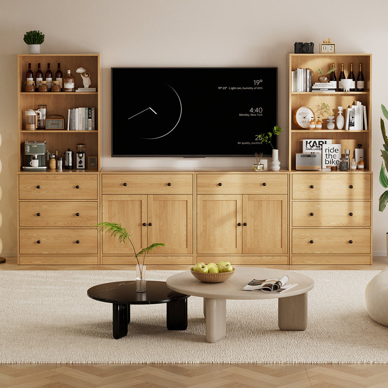 Meuble audio-vidéo en bois manufacturé Centerport, Naturel