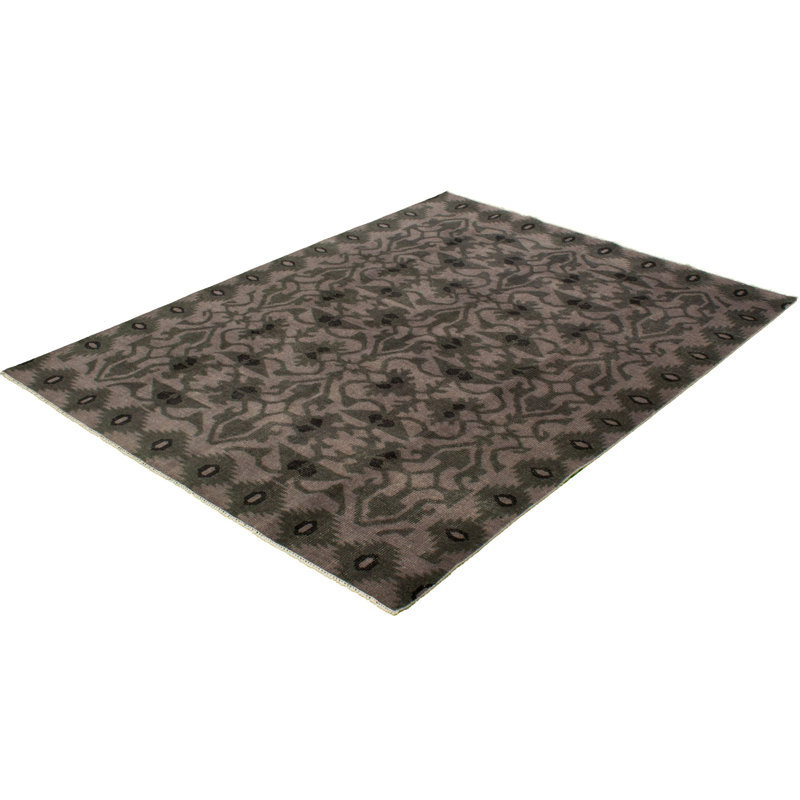 Tapis décoratif gris en laine de conception unique 8 pi 1 po x 10 pi 3 po Dermio noué à la main