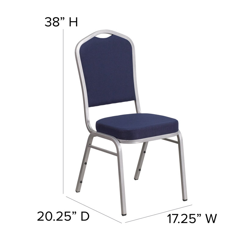Chaise de banquet empilable Oliverson, Cadre argenté, Tissu marine, 4