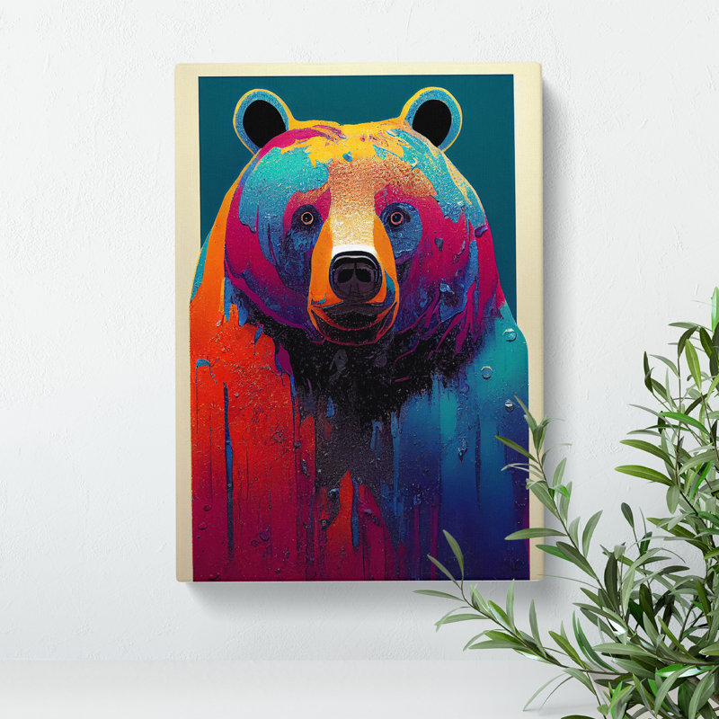 XV1022-4057X Splashed Bear No.3 Abstract - Print, Wrapped Canvas, 50cm H x 35cm W, No Matte