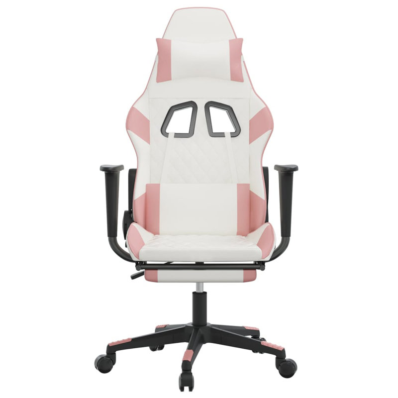 Fauteuil de massage avec repose-pieds, Blanc / Rose