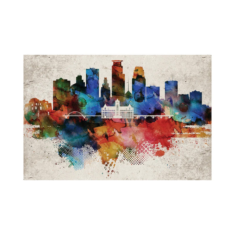 Minneapolis Abstract - Wrapped Canvas Print, 20.32cm H x 30.48cm W