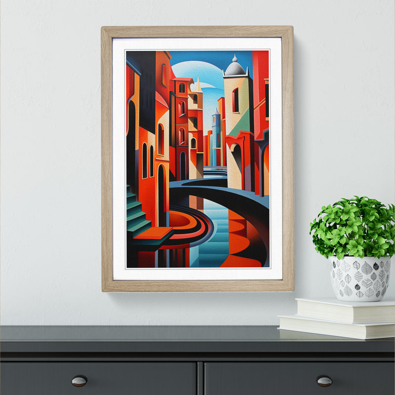 Venice Constructivism - Framed Print, 34cm H x 25cm W x 2cm D, Oak