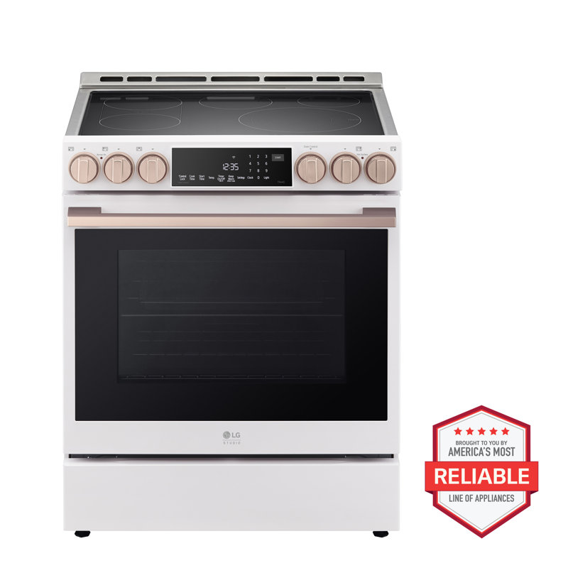 30" 6.3 cu. ft. Smart Slide-in Electric Range with Convection Oven, Essence White