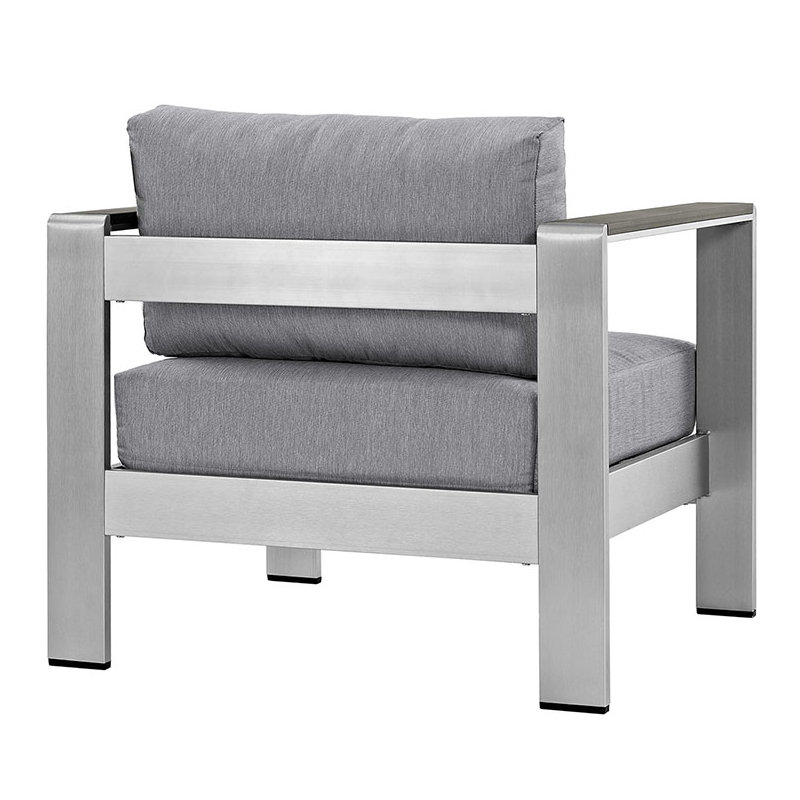 Shore 4 Piece Outdoor Patio Aluminum Sectional Sofa Set, Gray