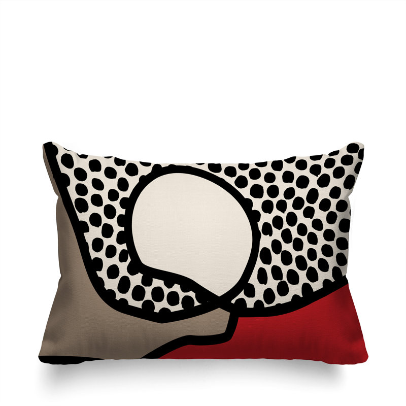 Coussin lombaire réversible intérieur / extérieur Jai Abstract, H 14 po x l 20 po, Rouge