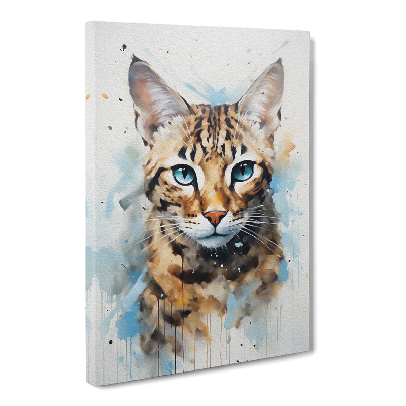 Bengal Cat Gestural - No Frame Art Prints - Wrapped Canvas, 76cm H x 50cm W x 3cm D