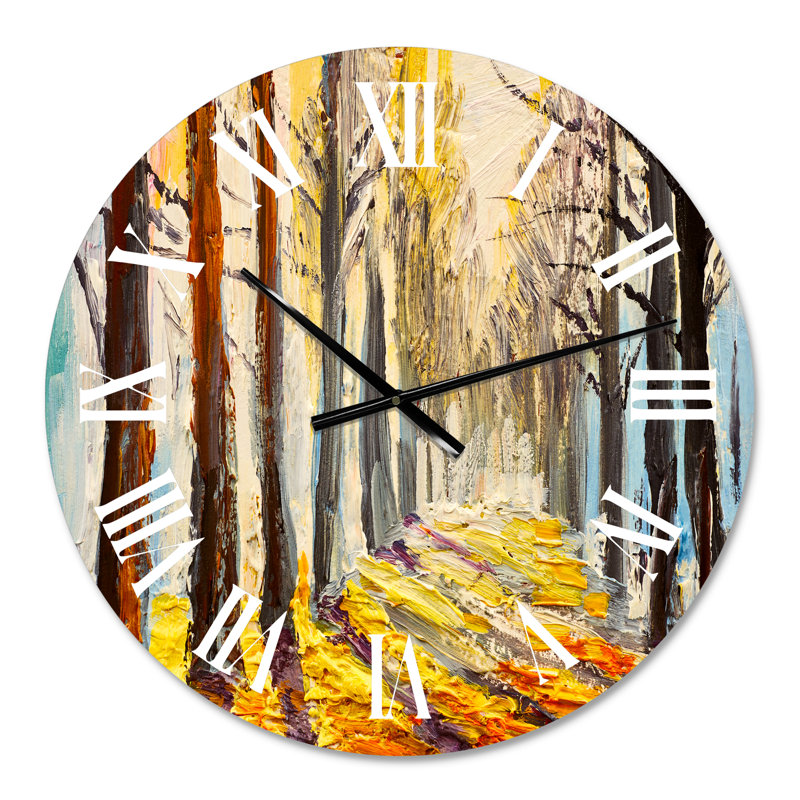 Sunshine Through The Autumn Trees - Horloge murale Lake House, Moyenne
